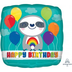 Standard Happy Birthday Sloth with Rainbow
