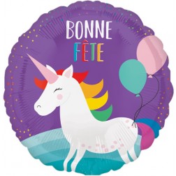 9" Bonne Fete Unicorn (Air Filled/Inflated)