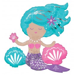 Multi-Balloon Sitting Shimmering Mermaid