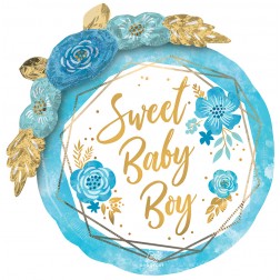 Multi-Balloon Baby Boy Floral Geo