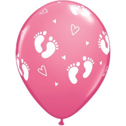 11" Baby Footprints & Hearts Rose 50Ct