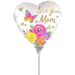 4" Love You Mom Satin Floral