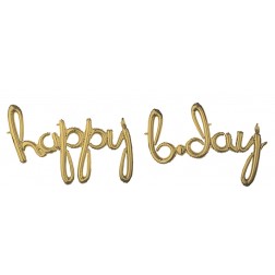 CI: Script Phrase Happy Bday White Gold