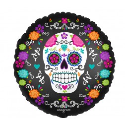 Standard Satin Sugar Skull & Marigolds