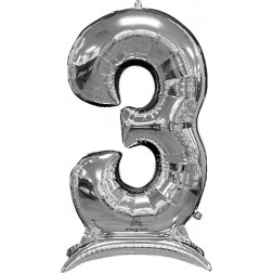 50" Stand-Up Numberz "3" Silver