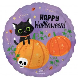 Standard Halloween Cat & Pumpkins 