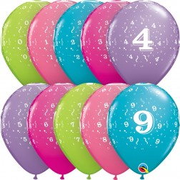 11" 0-9 Confetti-A-Round Trendy Assortment 50Ct