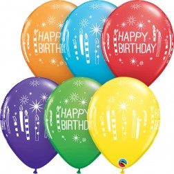 11" Birthday Candles & Starbursts Bright Rainbow Asst. (50ct)