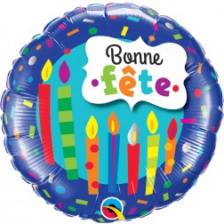 18" Bonne Fete - Chandelles et confettis