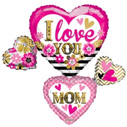  36" SP: I Love You Mom Many Hearts Shape
