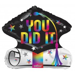 18" SP: PR Grad Cap and Diploma Multicolor Shape