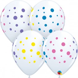 11" Colorful Dots White (50 ct.)