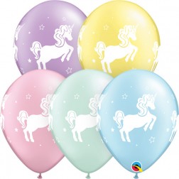 11" Whimsical Unicorn Pastel Pearl Asst. (50 ct.)