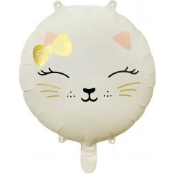 18" Matte Cream Cat Face Balloon