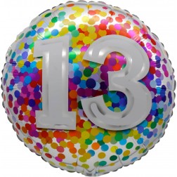 18" 13 Rainbow Confetti Balloon Airise