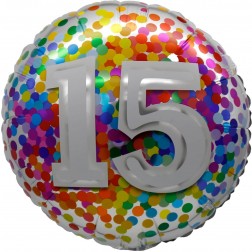 18" 15 Rainbow Confetti Balloon Airise