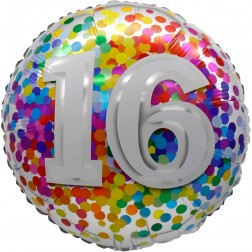 18" 16 Rainbow Confetti Balloon Airise