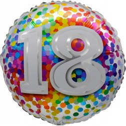 18" 18 Rainbow Confetti Balloon Airise