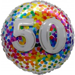 18" 50 Rainbow Confetti Balloon Airise
