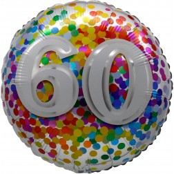 18" 60 Rainbow Confetti Balloon Airise