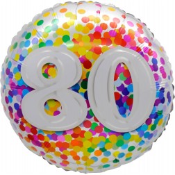 18" 80 Rainbow Confetti Balloon Airise