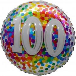 18" 100 Rainbow Confetti Balloon Airise