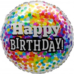 18" Birthday Rainbow Confetti Balloon Airise