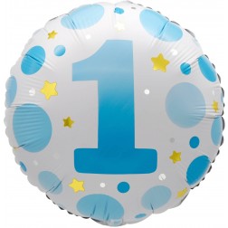 18" Age 1 Blue Dots Balloon Airise