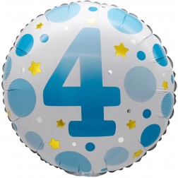 18" Age 4 Blue Dots Balloon Airise