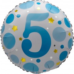 18" Age 5 Blue Dots Balloon Airise