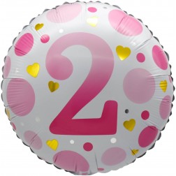 18" Age 2 Pink Dots Balloon Airise