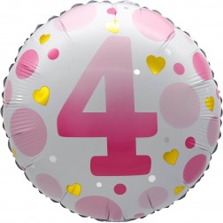 18" Age 4 Pink Dots Balloon Airise