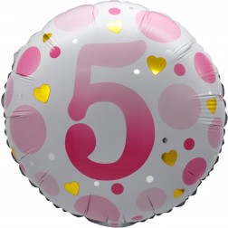 18" Age 5 Pink Dots Balloon Airise