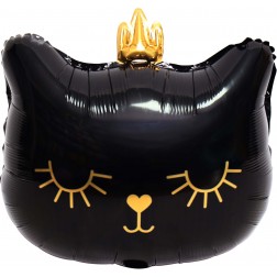 19" Black Cat with Crown Balloon