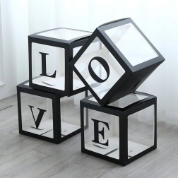 12" Love Balloon Box Black (4pcs)