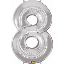 Qualatex Shape 34" Silver Number 8 (Pkgd) 