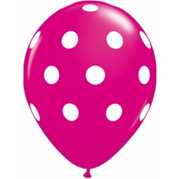 11" Big Polka Dots (White) Wild Berry 50Ct