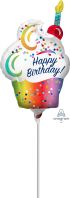 MiniShape Rainbow Ombre Cupcake Balloon (Inflated with Cup and Stick)