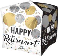 UltraShape Cubez Black Silver Gold Retirement Balloon