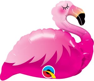 14" Mini Pink Flamingo Balloon (Inflated with Cup and Stick)