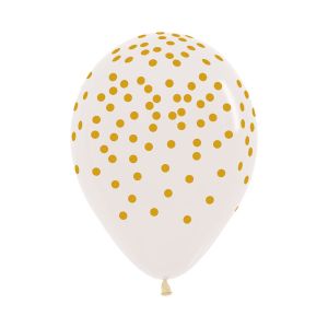 11" Crystal Clear Gold Confetti Round (50pcs) Balloons