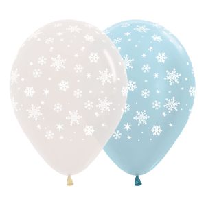 11" Crystal & Pearl Assortment Snowflakes Round (50pcs) Balloons