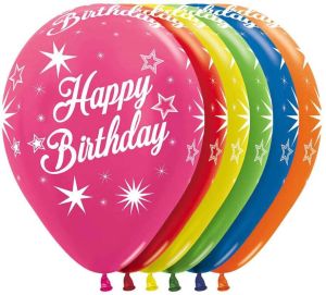 11" Happy Birthday Sparkles Metallic Assortment (50pcs) Balloons