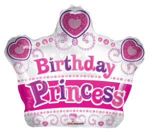 12" Birthday Princess Crown Shape Balloon (Inflated with Cup and Stick)
