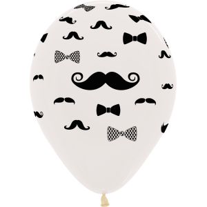 11" Mustache & Bow Tie Crystal Clear (50pcs) Balloons