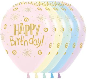 11" Happy Birthday Sunshine Pastel Matte Assortment (50pcs) Balloons