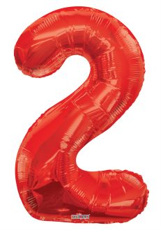34" Red Shape Number 2 Balloon