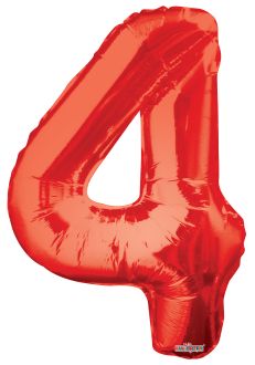34" Red Shape Number 4 Balloon