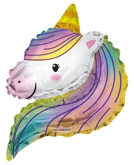 12" Unicorn Rainbow Shape Balloon (Inflated with Cup and Stick)