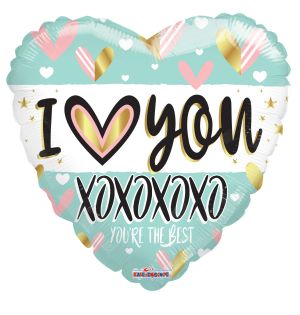 18" I Love You Turquoise Heart Balloon